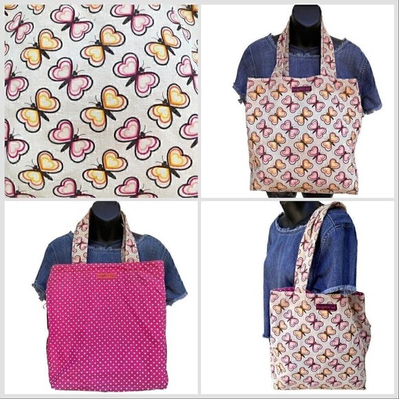 Bungalow 360 Butterflies Reversible Canvas Tote Bag Multicolor Women’s Large Bag - Picture 1 of 9
